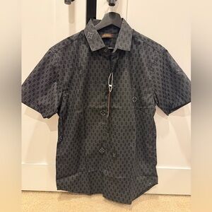 Stylish Black Patterned Short Sleeve Shirt
